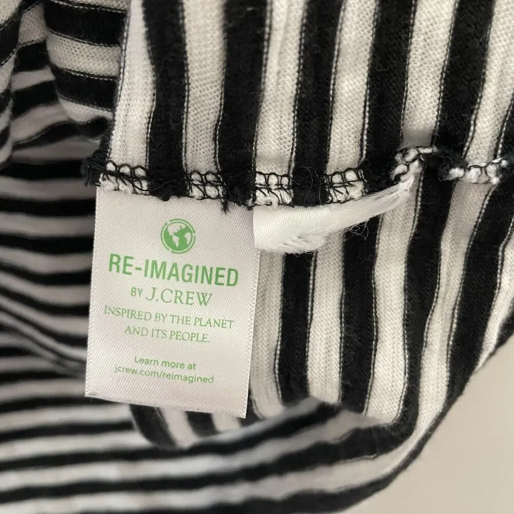 J.Crew Striped T-Shirt Dress Short Sleeve Black White Women's Size M